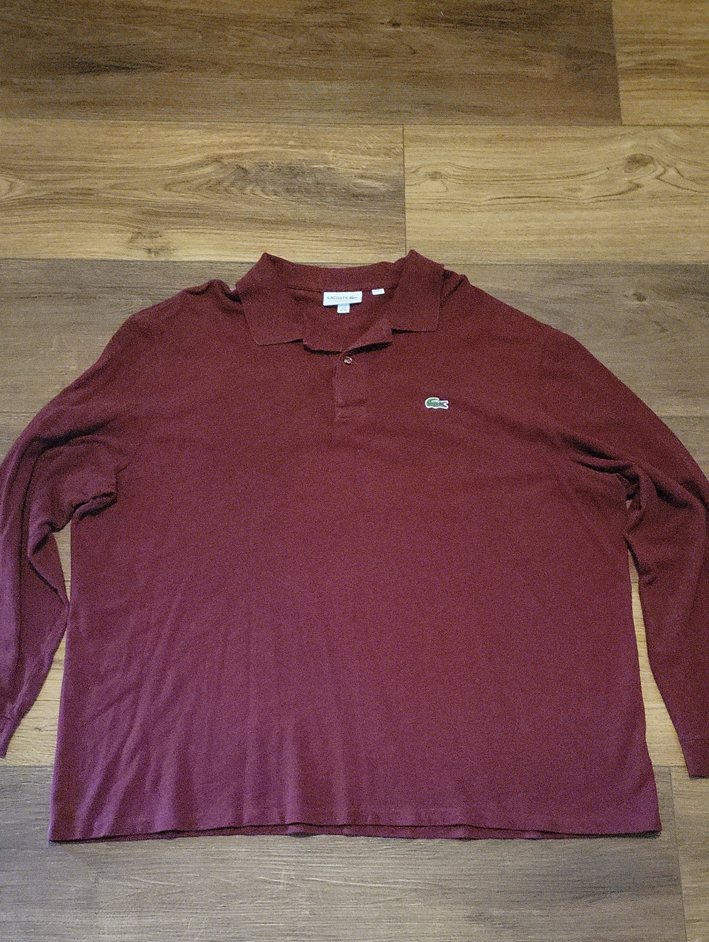 Lacoste Men’s Long-Sleeve Polo Shirt in Burgundy
